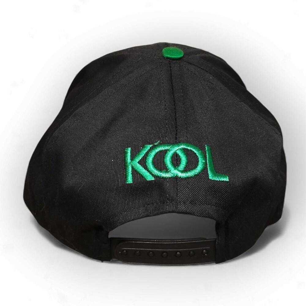 Mens Black Green Embroidered Letter K Snapback Baseball Cap One Size - Picture 2 of 4